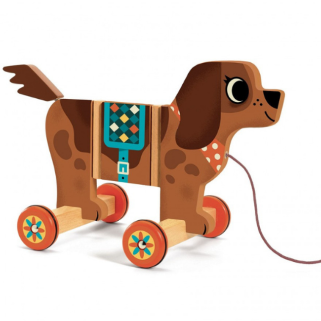 Djeco Houten speelgoed, Trekfiguur - hond Nico