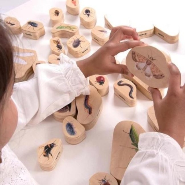 Tickit Houten dieren blokken - insecten, set van 30 stuks (wooden minibeats blocks)