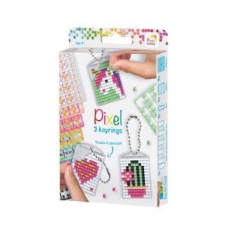 Pixelhobby Knutselen, Pixelhobby - Pixel sleutelhanger set Cute, 6+
