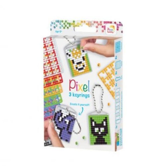 Knutselen, Pixelhobby - Pixel sleutelhanger set Dieren, 6+