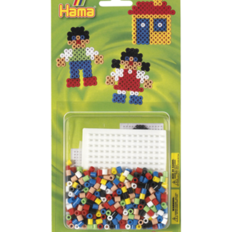 Hama Strijkkralen - Strijkkralen set huisje+poppetjes