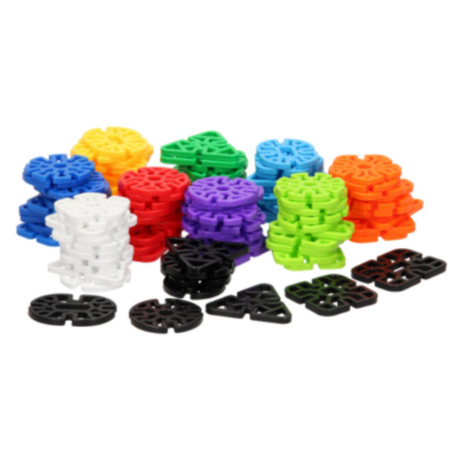 Bouwspeelgoed - Bouwrietjes in opbergbox: geometrie sneeuwvlokken, 100 st.