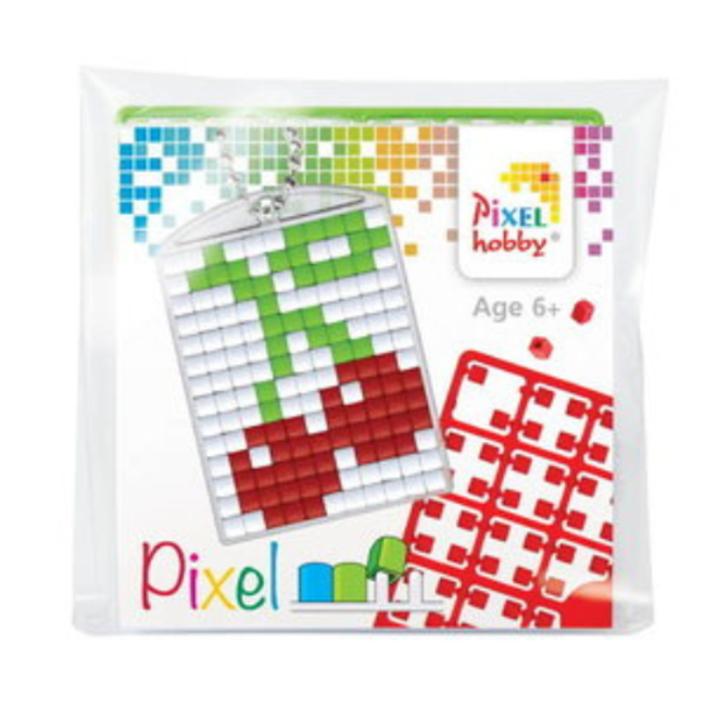 Knutselen, Pixelhobby - Pixel sleutelhanger set Kersen, 6+