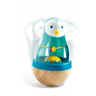 Djeco Babyspeelgoed - Houten tuimelaar roly pingui, 10M+