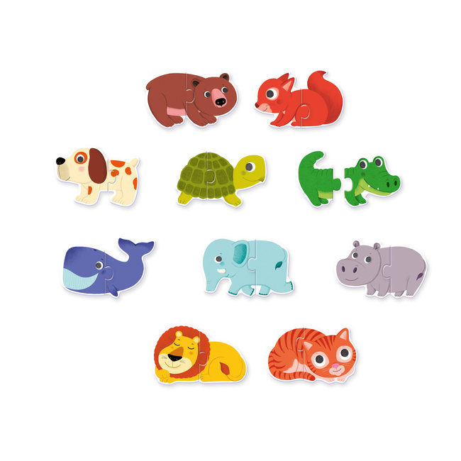 Djeco Puzzels, Legpuzzels - Puzzle duo Animals, 10x 2 stukjes