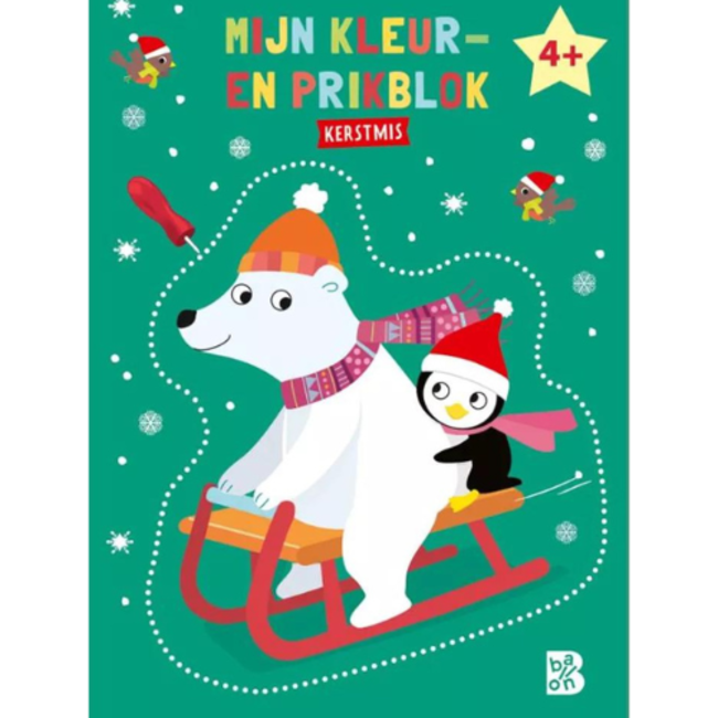 (UA) Boeken, Kleurboeken - Mijn kleur- en prikblok Kerstmis, 4+