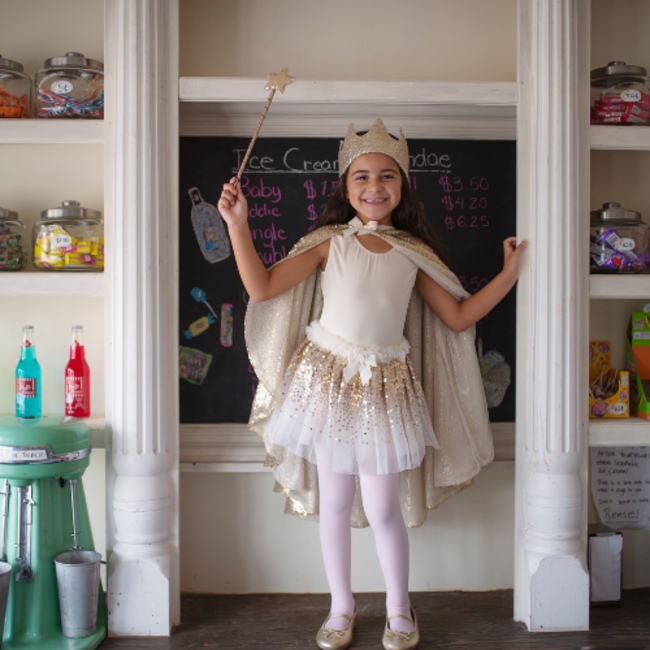 Great Pretenders Verkleedkleding - Gracious Gold Sequins Cape (4-6 jaar)