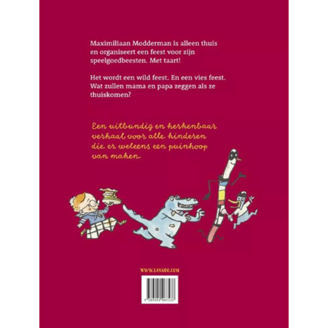 Boeken, Prentenboeken - Maximilliaan Modderman geeft een feestje, 4+ incl. voorvleespoppetje