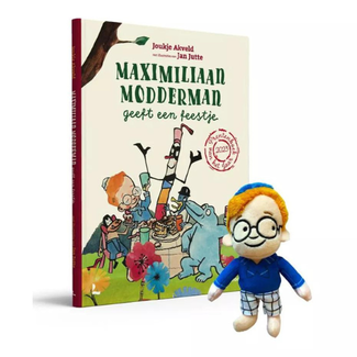 Boeken, Prentenboeken - Maximilliaan Modderman geeft een feestje, 4+ (Prentenboek van het jaar 2023) incl. voorvleespoppetje