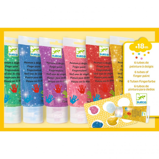 Djeco Knutselen, Glitter vingerverf 6 tubes Djeco Knutselen, Glitter vingerverf 6 tubes
