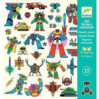 Djeco Knutselen, Stickers - Metallic stickers Robots, 160 st.