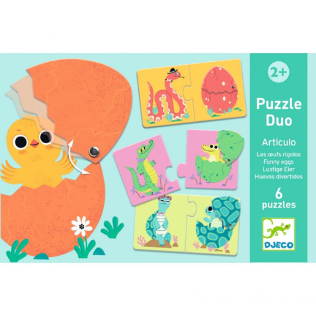Djeco Educatieve spellen - Duo puzzel articulo - Grappige eieren - FSC MIX