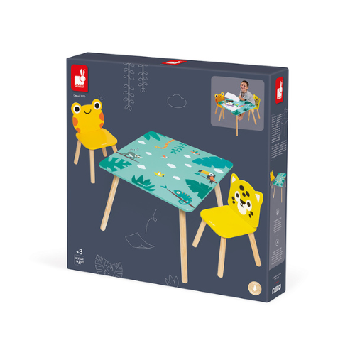 bijlage Leugen draadloze Janod Houten speelgoed - Tropik, Tafel met stoeltjes, 3+ - Blik op Hout
