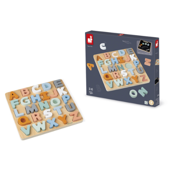 Janod Puzzels, Houten puzzel - Sweet Cocoon, Alfabet puzzel, 3+