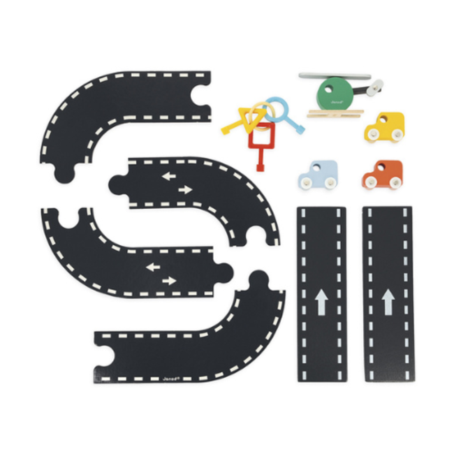 Janod Houten speelgoed - Bolid, Garage, 2+