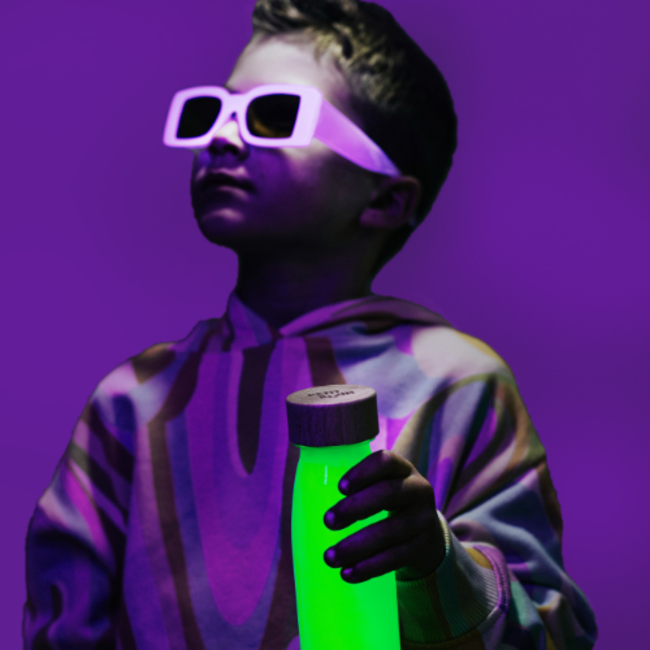 Petit Boum Sensorische fles - Sensory Bottle, Fluo Geel