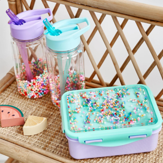 Petit Monkey Drinkfles - Aqua blauw, Macaron pops, 300 ml, 3+