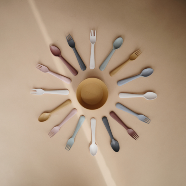 Mushie Kinderbestek - Vork en lepel set, smoke