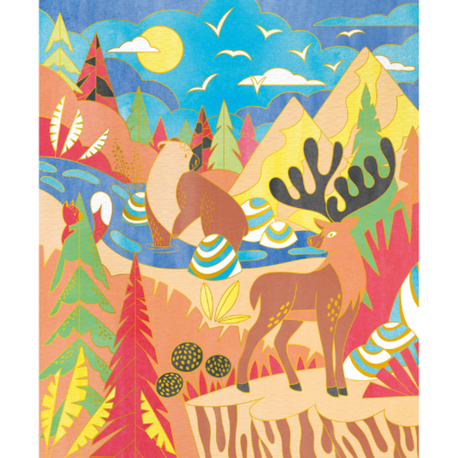 Janod Knutselen, Knutselpakketten - Atelier, Gouden plaatje dieren verven, 6+