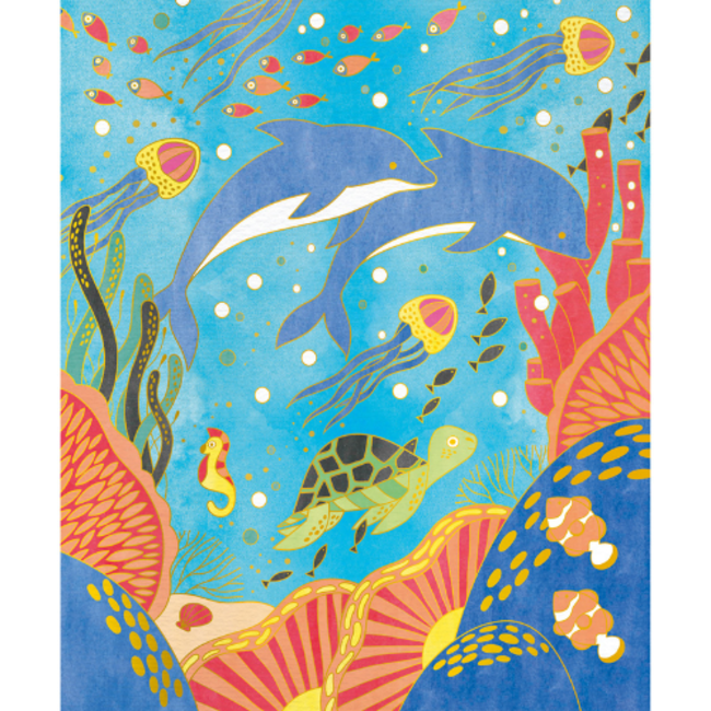 Janod Knutselen, Knutselpakketten - Atelier, Gouden plaatje dieren verven, 6+