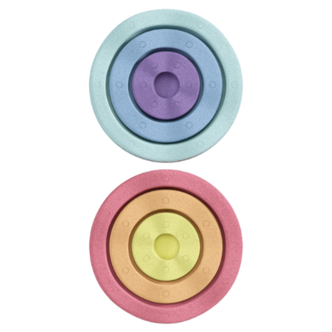 stapelstenen inside - Rainbow pastel set, 6 st, Paars, licht blauw, mint, licht geel, licht oranje, licht rood, 1+