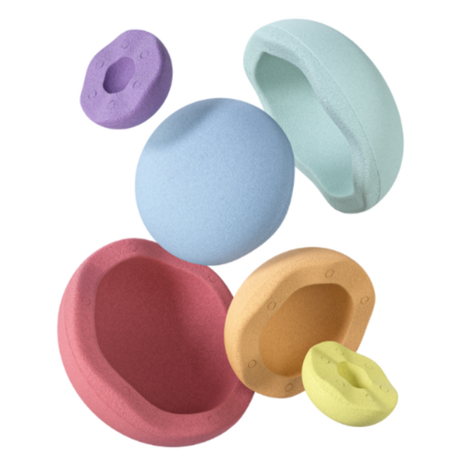 Stapelstein stapelstenen inside - Rainbow pastel set, 6 st, Paars, licht blauw, mint, licht geel, licht oranje, licht rood, 1+
