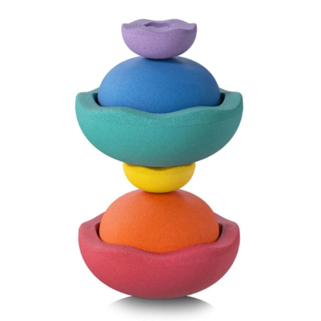 Stapelstein stapelstenen inside - Regenboog classic set, 6 st, Paars, blauw, donkergroen, geel, oranje, rood, 1+