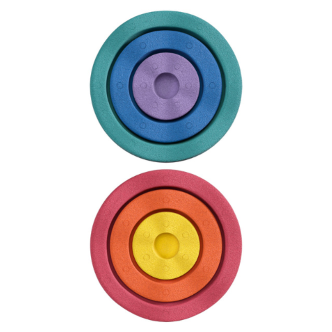 Stapelstein stapelstenen inside - Regenboog classic set, 6 st, Paars, blauw, donkergroen, geel, oranje, rood, 1+