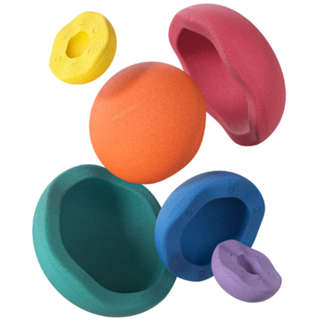 Stapelstein stapelstenen inside - Regenboog classic set, 6 st, Paars, blauw, donkergroen, geel, oranje, rood, 1+