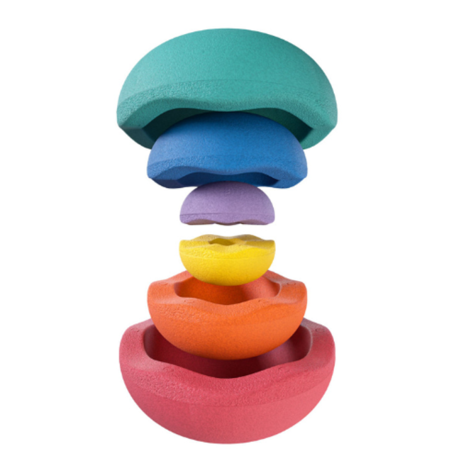 stapelstenen inside - Regenboog classic set, 6 st, Paars, blauw, donkergroen, geel, oranje, rood, 1+