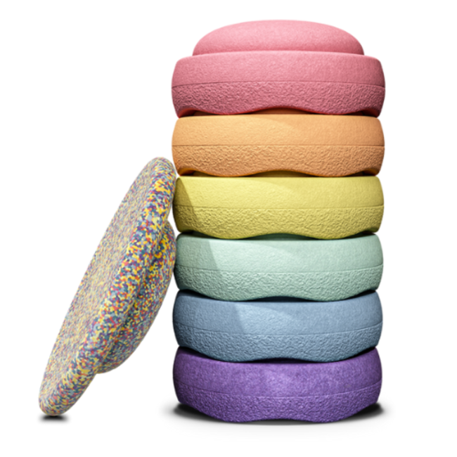 Stapelstein Original set - Pastel, 6st. + Balanceboard1st.