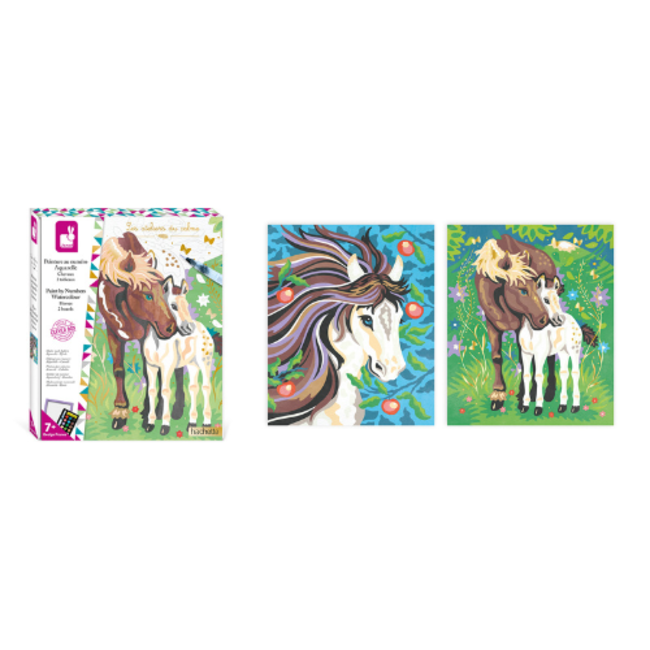 Janod Knutselen, Knutselpakketten - Atelier, Paarden, Verven op nummer, 7+
