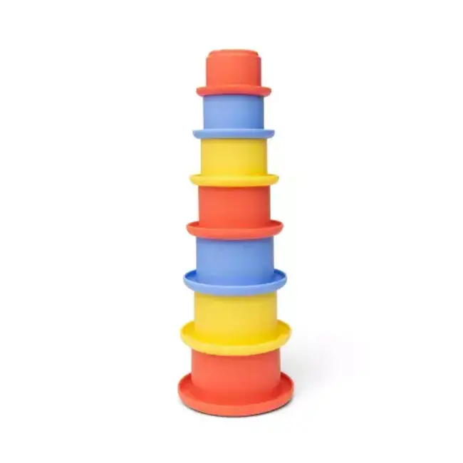 Babyspeelgoed, stapeltoren - Siliconen stapel bekers, rood, geel en blauw