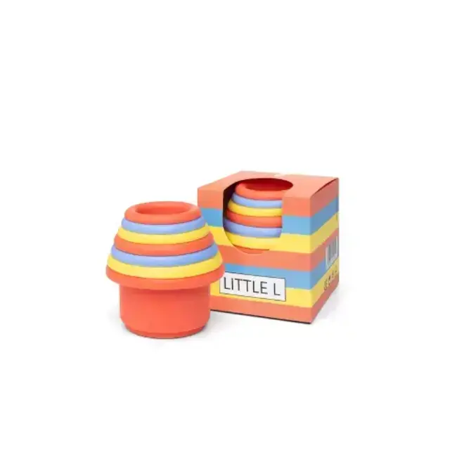 Babyspeelgoed, stapeltoren - Siliconen stapel bekers, rood, geel en blauw