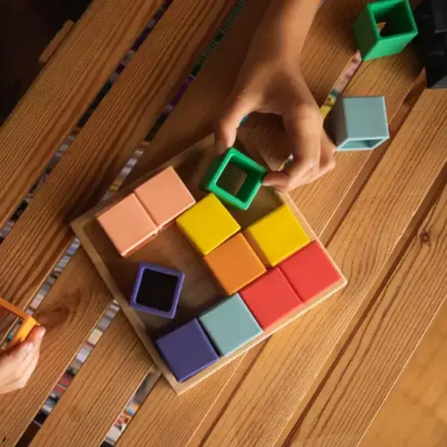 Sensorisch speelgoed - Siliconen blokkenset, levendige kleuren