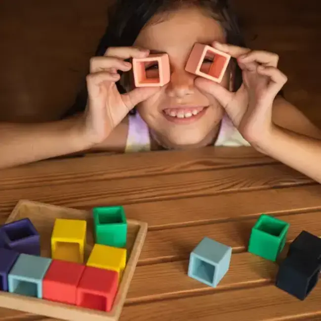 Sensorisch speelgoed - Siliconen blokkenset, levendige kleuren