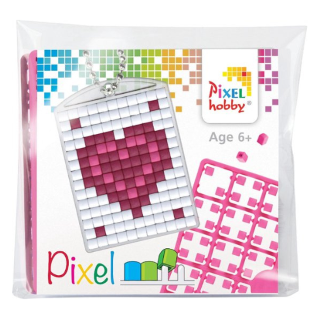 Knutselen, Pixelhobby - Pixel sleutelhanger set Hart, 6+