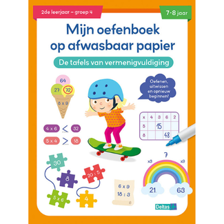 Deltas Educatieve boeken - Mijn oefenboek op afwasbaar papier Tafels van vermenigvuldiging (7-8 j.)