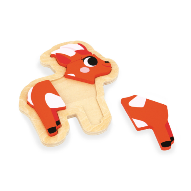 Janod Puzzels, Houten puzzel - set van 4 puzzels 2-3-4-5 stukken Boerderij, 18M+