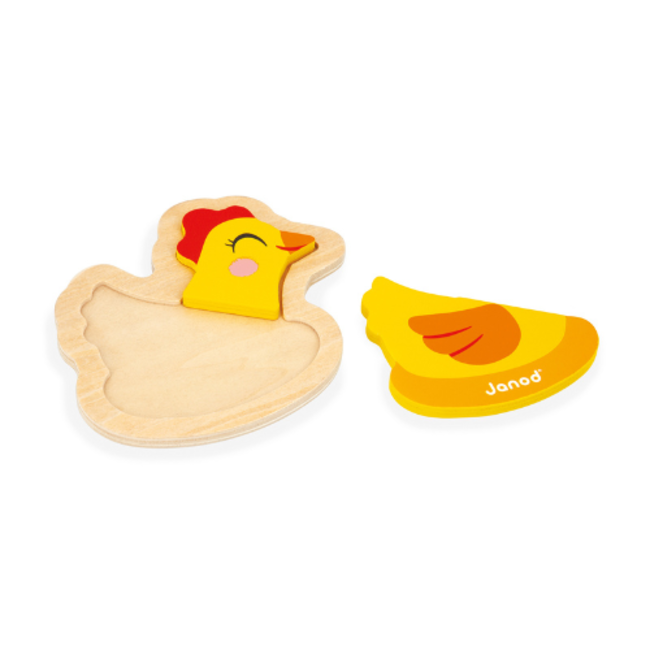 Janod Puzzels, Houten puzzel - set van 4 puzzels 2-3-4-5 stukken Boerderij, 18M+