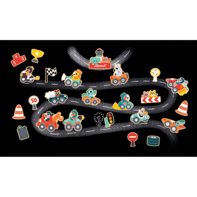 Janod Speelgoed, Magneet - set Auto's (24), 2+