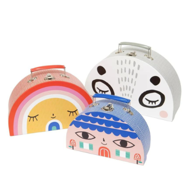 Petit Monkey Koffer - kinder koffer set van 3 stuks, panda, regenboog-zon, klein huisje-vogel