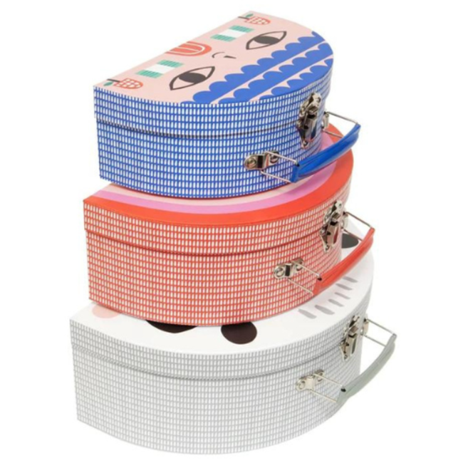 Petit Monkey Koffer - kinder koffer set van 3 stuks, panda, regenboog-zon, klein huisje-vogel