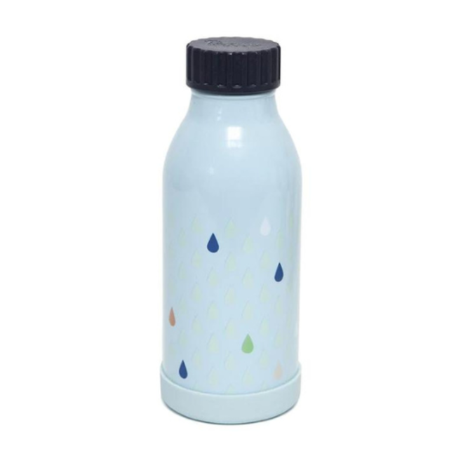 Petit Monkey Drinkfles - Blauw, RVS thermosfles, Drops blue, 350 ml