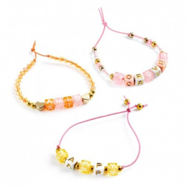 Djeco Knutselen, sieraden maken - Alfabet kralen, Goud, 1000, Perles alphabet, Or, 5-10