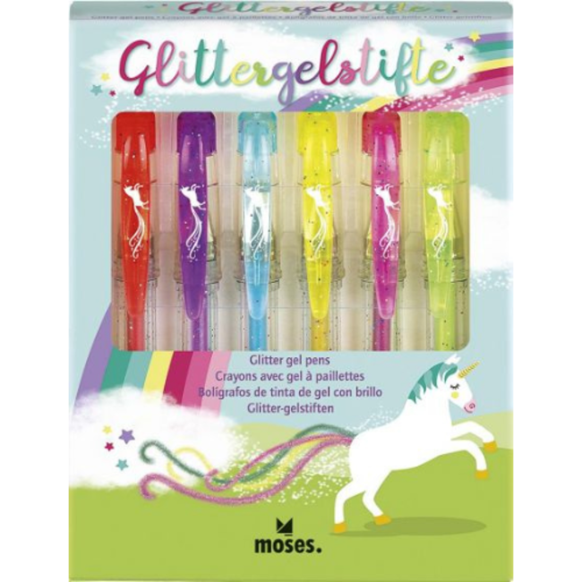 moses. Verlag Knutselen, Accessoires - Eenhoorn glittergelpennen set van 6