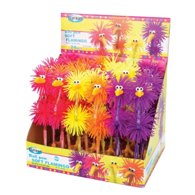 Knutselen, Accessoires - Balpen Fluffy Flamingo, assorti
