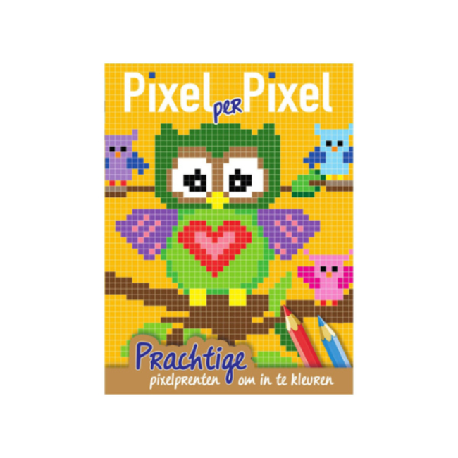 Boeken, kleurboeken - Pixel kleurboek Uiltjes, 3+