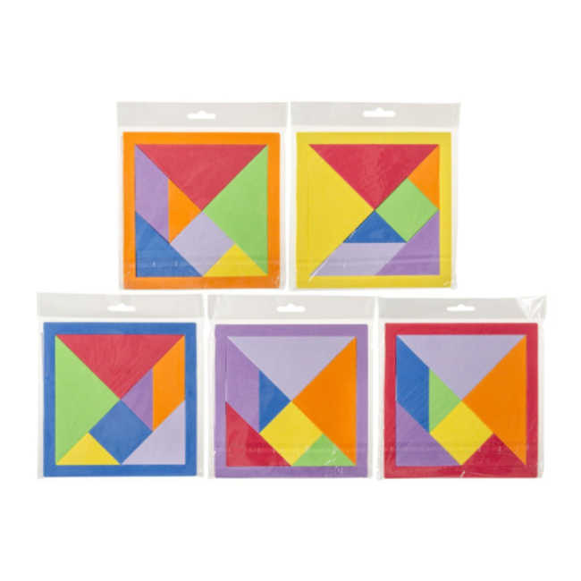 Klein speelgoed - Mini tangram puzzel foam, assorti