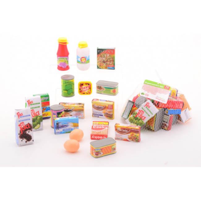 Rollenspellen, Accessoires - Netje met boodschappen, 18st.